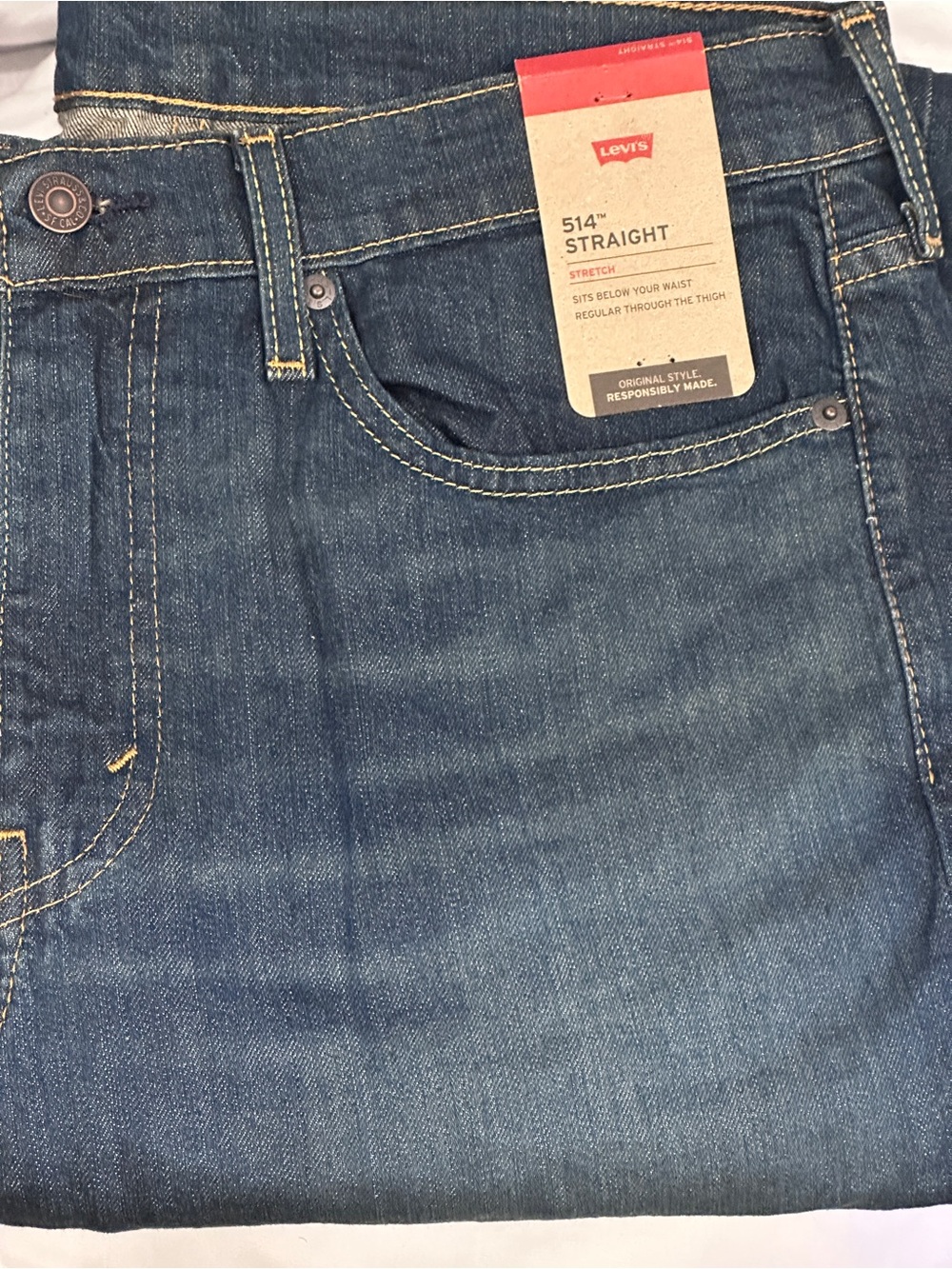 Levi's Denim Straight Jeans in Mid Blue Wash - Picture 6 of 8